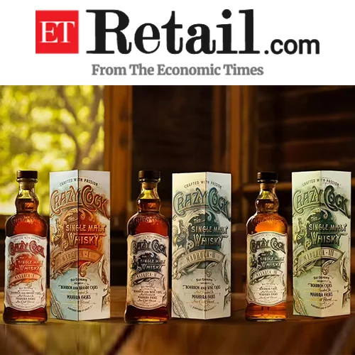 Media feature for Crazy Cock premium Indian whisky