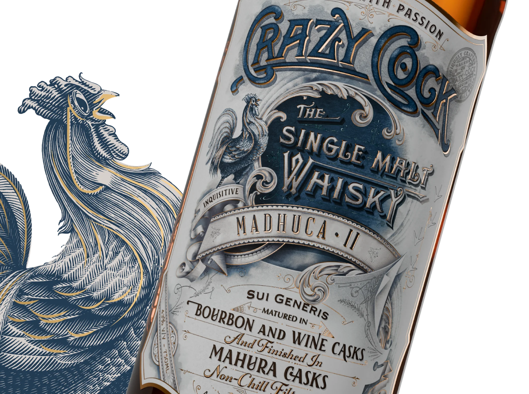 Crazy Cock Madhuca II whisky campaign visual
