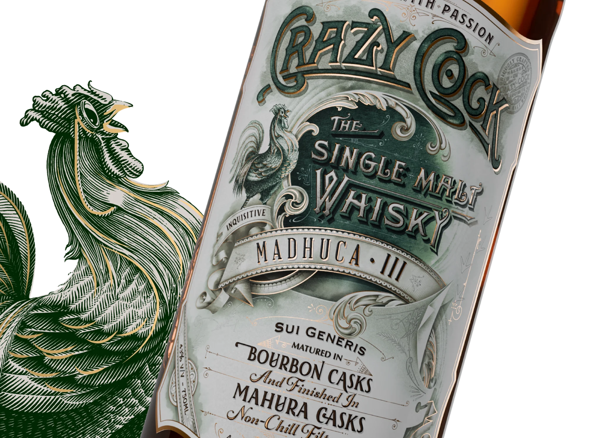 Crazy Cock Madhuca III whisky campaign visual