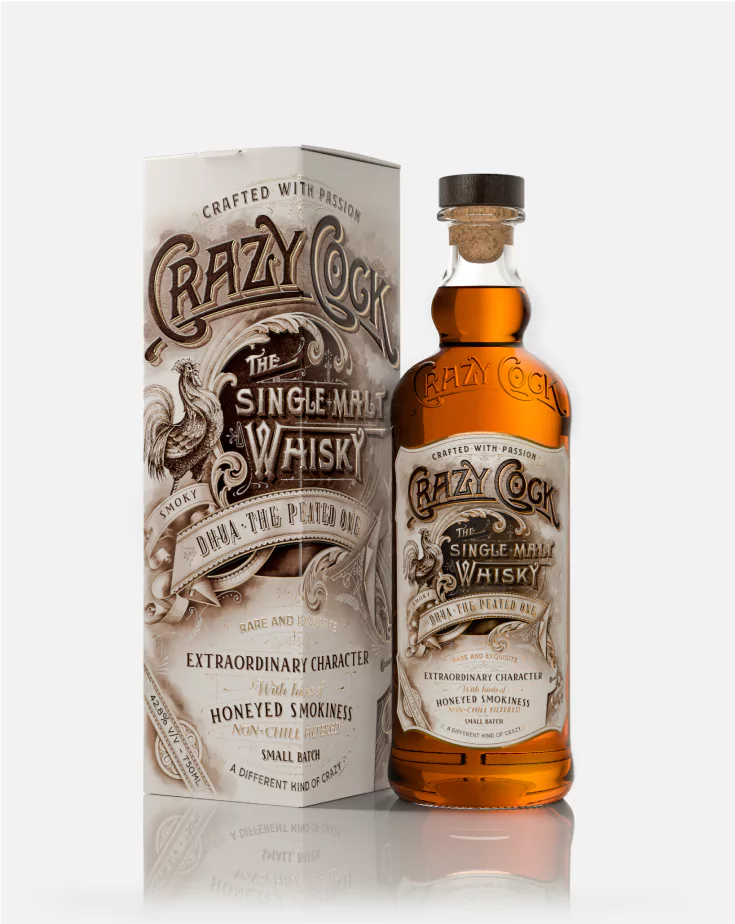 Crazy Cock Dhua Peated Indian Single Malt Whisky Bottle