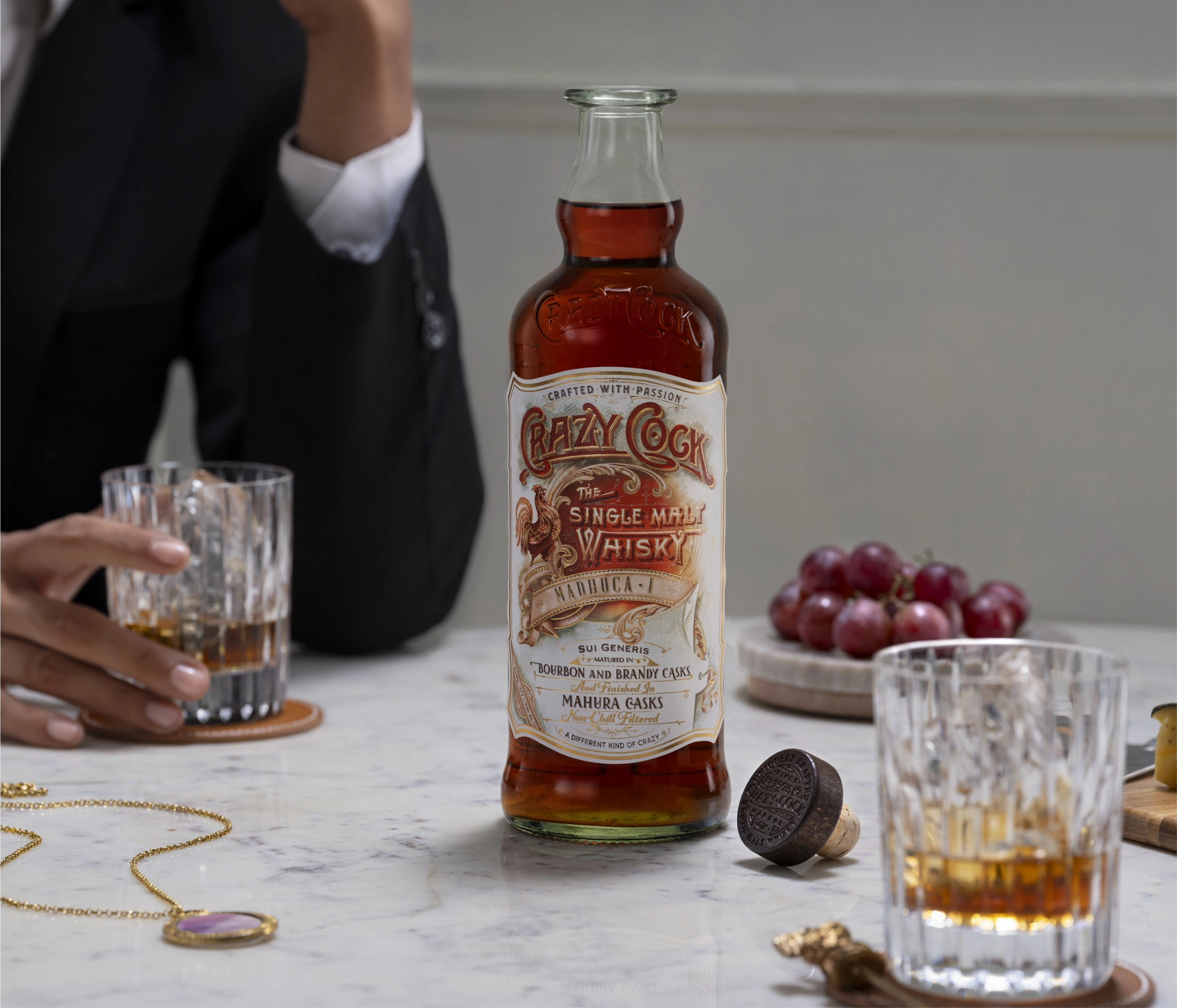 Enjoying Crazy Cock Indian single malt whisky