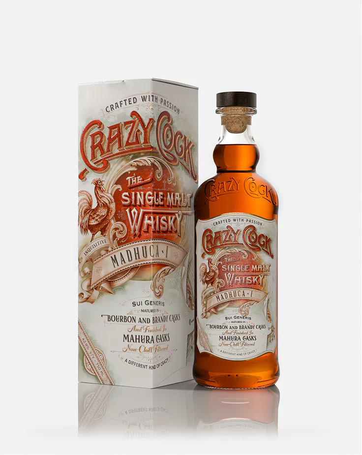 Crazy Cock Madhuca I Indian Single Malt Whisky Bottle
