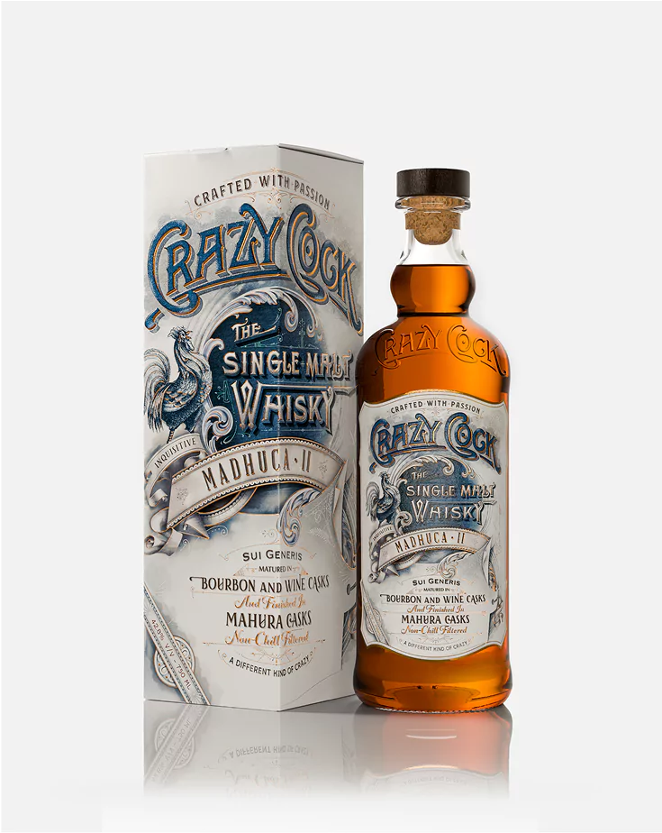 Crazy Cock Madhuca II Indian Single Malt Whisky Bottle