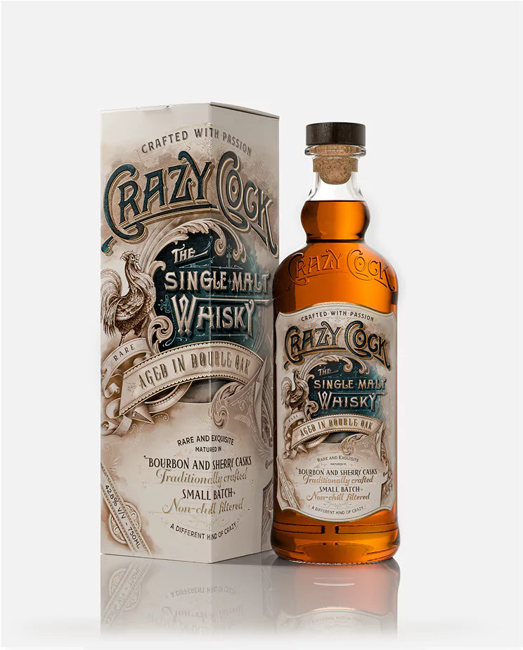 Crazy Cock Rare Indian Single Malt Whisky Aged in Double Oak